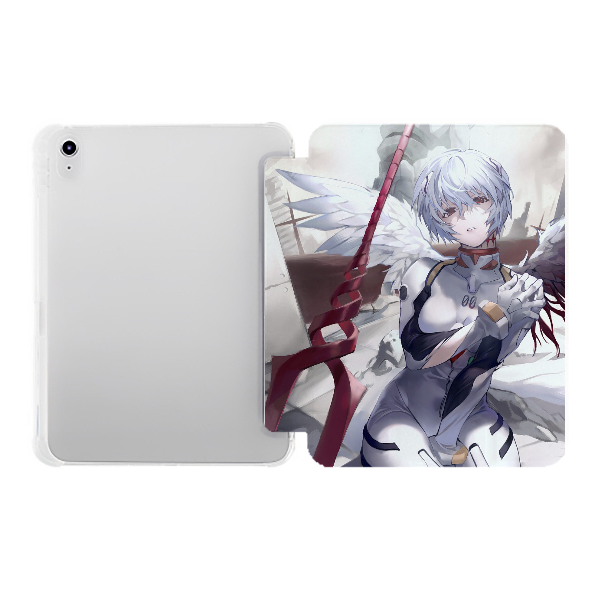 （画像用） EVA 新世紀エヴァンゲリオン IPad ケース ペン収納付き 三つ折りスタンド PUレザー×シリコン 対応機種9.5/10.5/10.9インチ